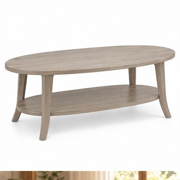 Table basse ovale grise Soline, rendu sur fond blanc